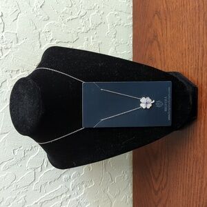 NEW Hespera Designs Silver Tone Pave Four Leaf Clover Pendant Necklace